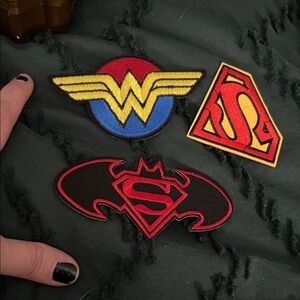 Lot of 3 DC Superhero Logo iron on Patches